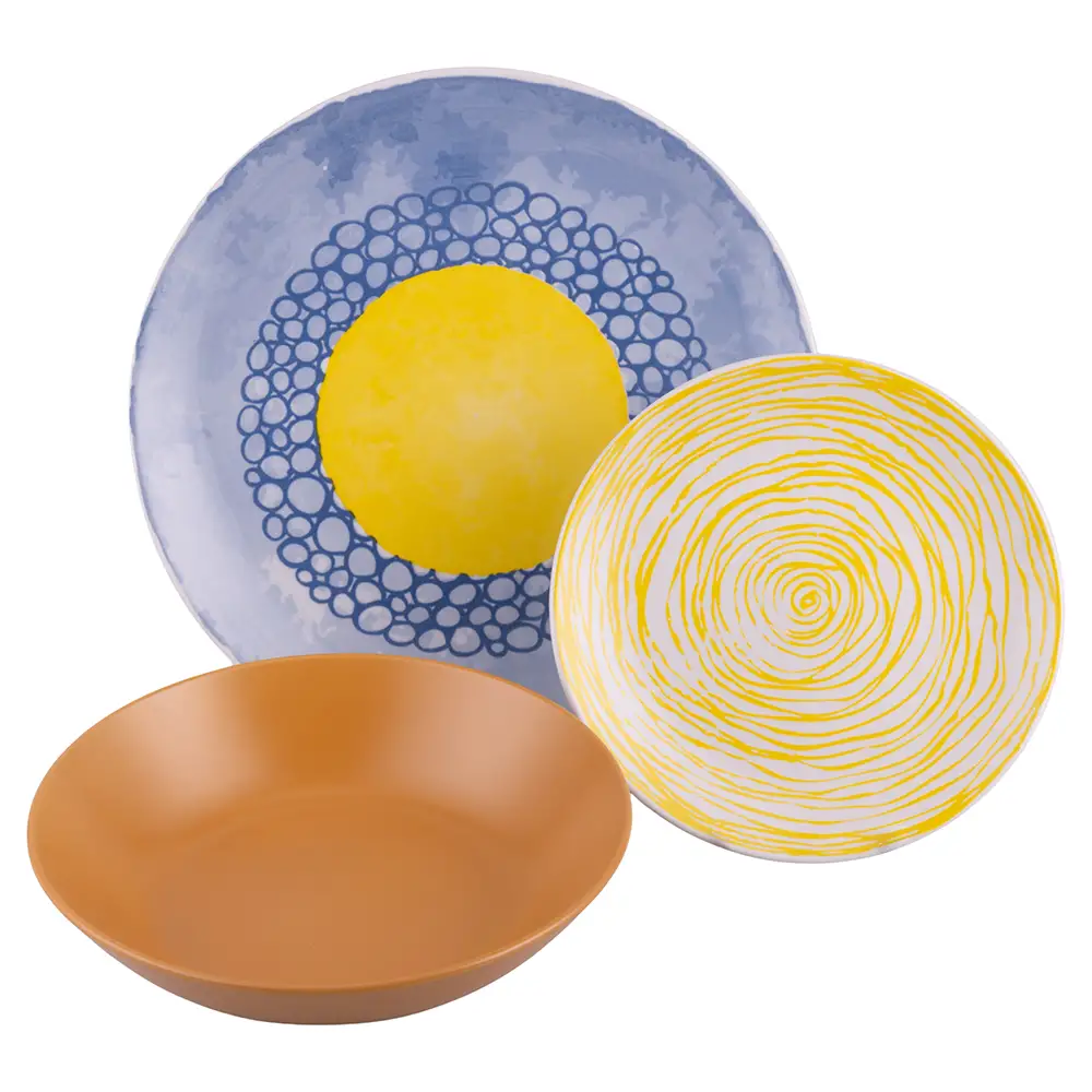 Villa d'Este Home Σετ Πιάτων 18 Τεμαχίων από Πορσελάνη και Γκρες για 6 Διαφορετικές Θέσεις Τραπέζης "Marea" 2195378