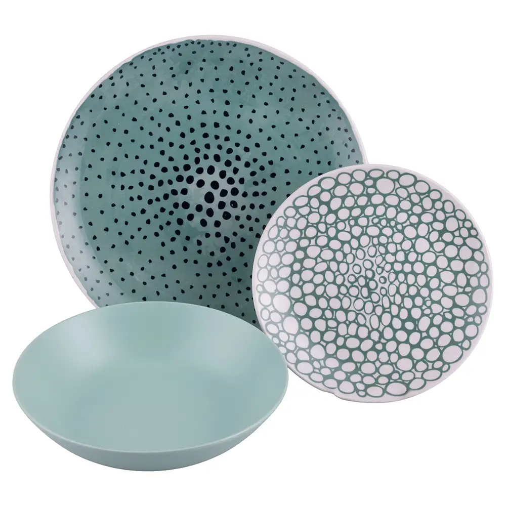 Villa d'Este Home Σετ Πιάτων 18 Τεμαχίων από Πορσελάνη και Γκρες για 6 Διαφορετικές Θέσεις Τραπέζης "Marea" 2195378