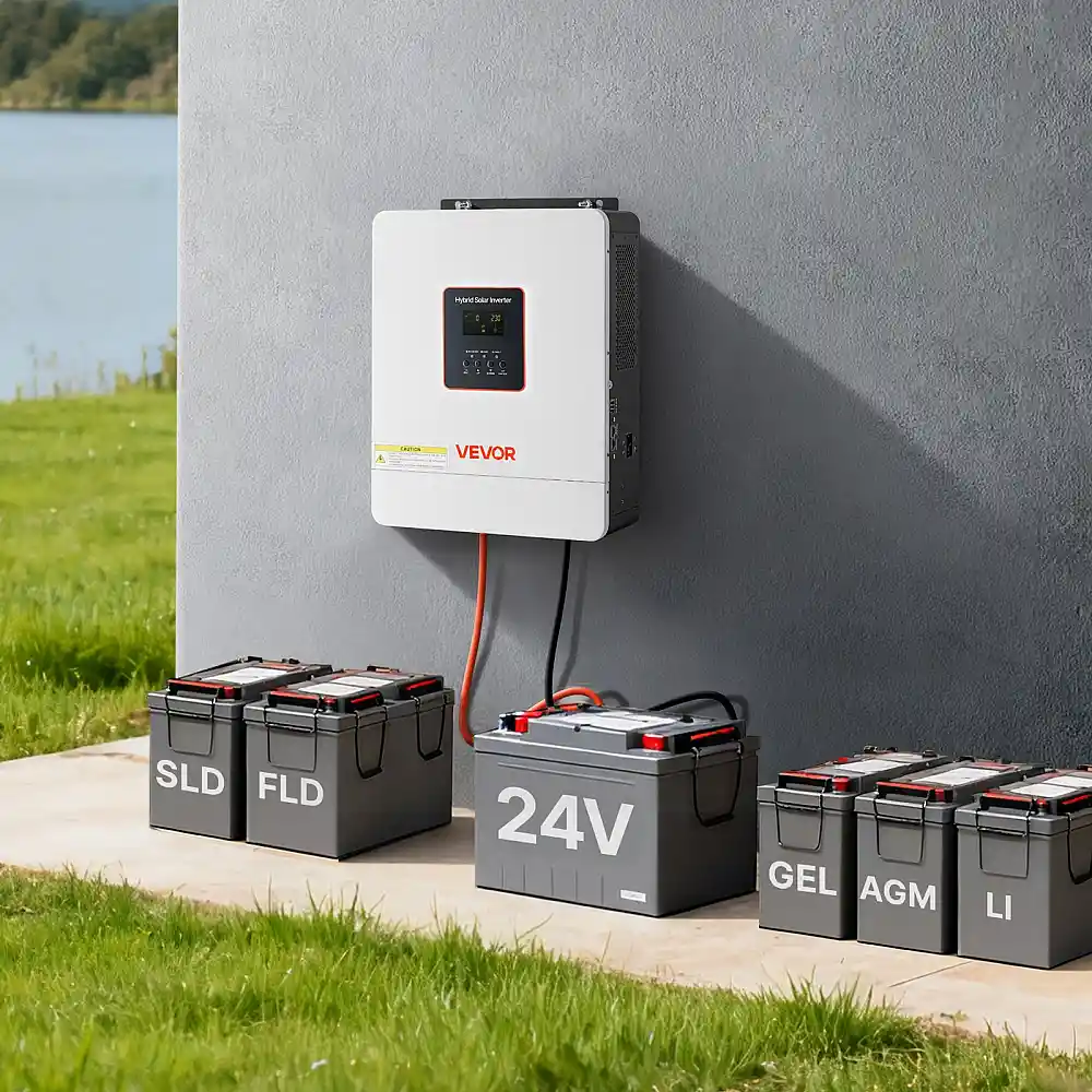 VEVOR 4000W Υβριδικός Ηλιακός Μετατροπέας, 24V DC σε 230V AC, Καθαρό Ημίτονο, Με Ενσωματωμένο 120A MPPT και WiFi, Για Μπαταρίες Μολύβδου & Λιθίου - Εκτός Δικτύου LWNKYTJGP2308WYMP001V7