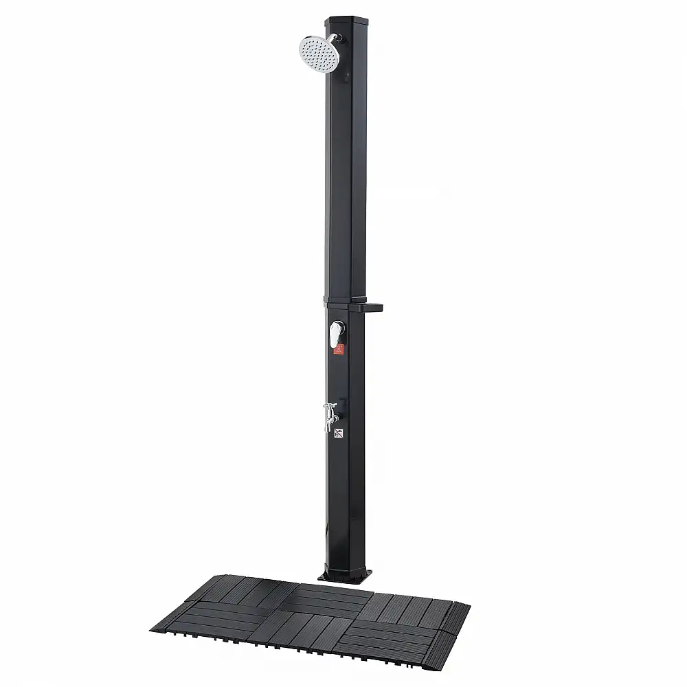 VEVOR Ηλιακό Ντους 35L, Ύψος Νεροχύτη 195cm, Με Δάπεδο & Βρυσάκι, Ρύθμιση Ζεστού/Κρύου Νερού, Αυτοστηριζόμενο, Μαύρο TYNLYQHSPVCLQMMVR001V0