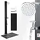 VEVOR Ηλιακό Ντους 35L, Ύψος Νεροχύτη 195cm, Με Δάπεδο & Βρυσάκι, Ρύθμιση Ζεστού/Κρύου Νερού, Αυτοστηριζόμενο, Μαύρο TYNLYQHSPVCLQMMVR001V0
