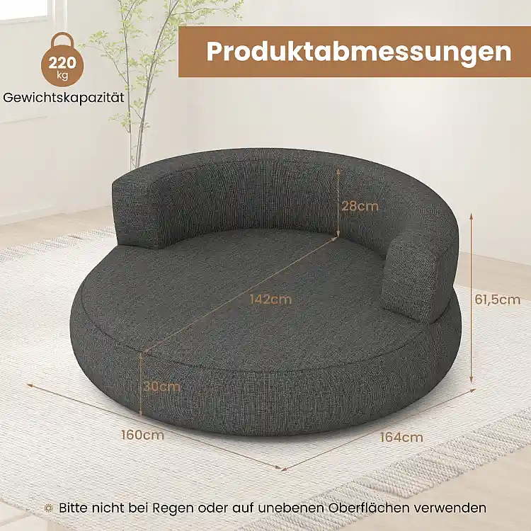 Costway Καναπές Φουσκωτός Lounger με Αποσπώμενο Κάλυμμα, Ευρύχωρη Επιφάνεια Ξαπλώματος σε Γκρι Χρώμα 61 x 164 x 160 cm HV10823GR