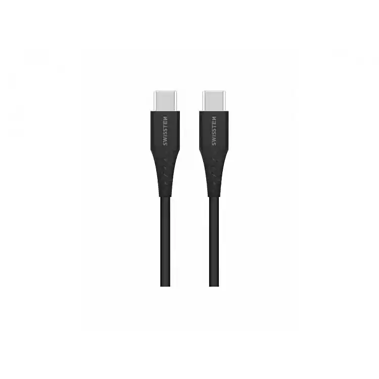SWISSTEN Καλώδιο Δεδομένων TPE USB-C/USB-C Power Delivery 5A (100 W) 2,5 μ, Μαύρο 8595217487116