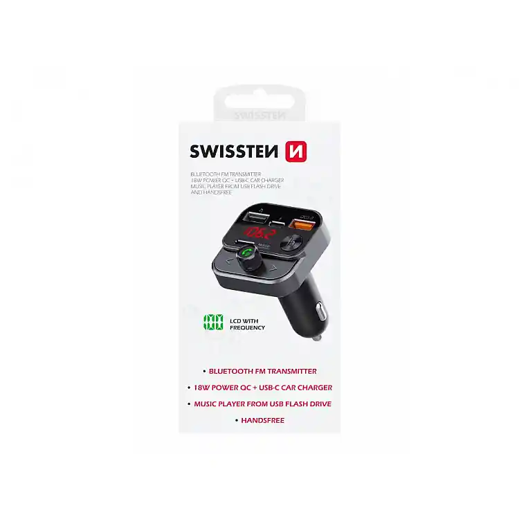 SWISSTEN Πομπός Αυτοκινήτου FM, QC, 30 W 8595217483811