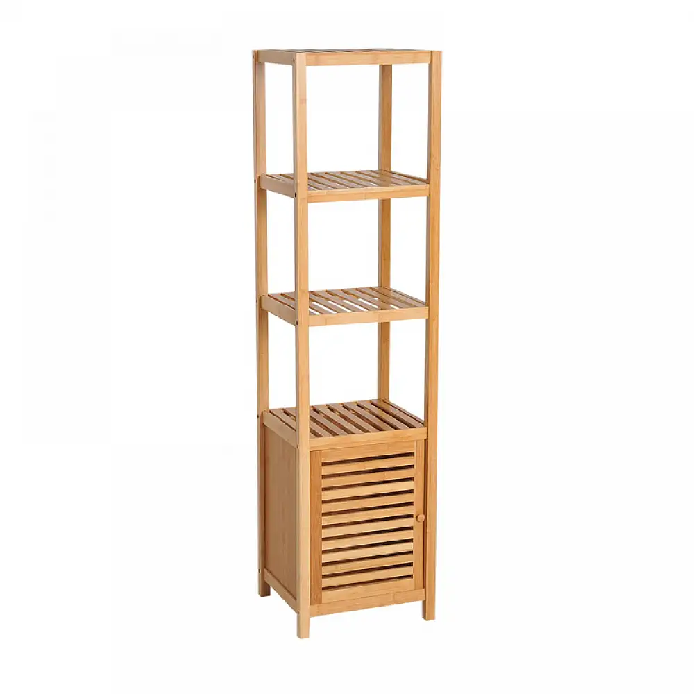 Ραφιέρα Μπάνιου από Μπαμπού με 4 Ράφια και 1 Ντουλάπι 33 x 36 x 140 cm HOMCOM 834-150