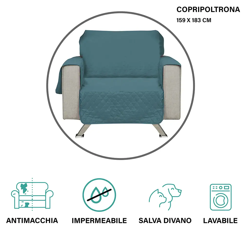 Galileo Κάλυμμα πολυθρόνας αντιλεκιαστικό και αδιάβροχο 4 εποχών, πλενόμενο Sibilla 5921574-Taupe