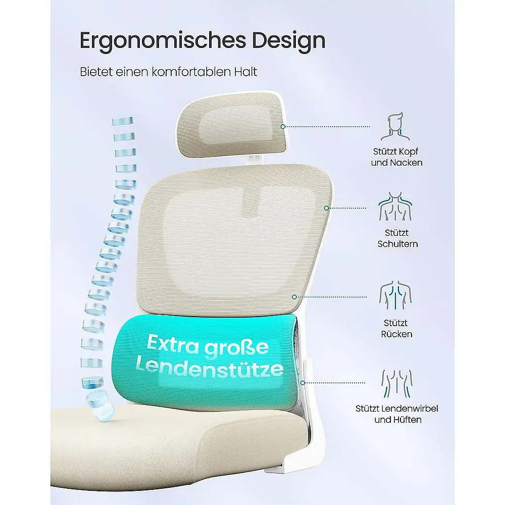 SONGMICS Εργονομική Καρέκλα Γραφείου με Πλέγμα και Αναδιπλούμενα Μπράτσα OBN041L01