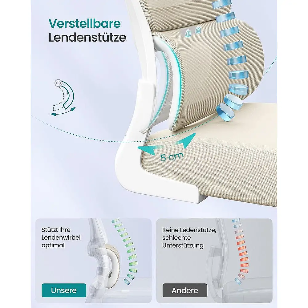 SONGMICS Εργονομική Καρέκλα Γραφείου με Πλέγμα και Αναδιπλούμενα Μπράτσα OBN041L01