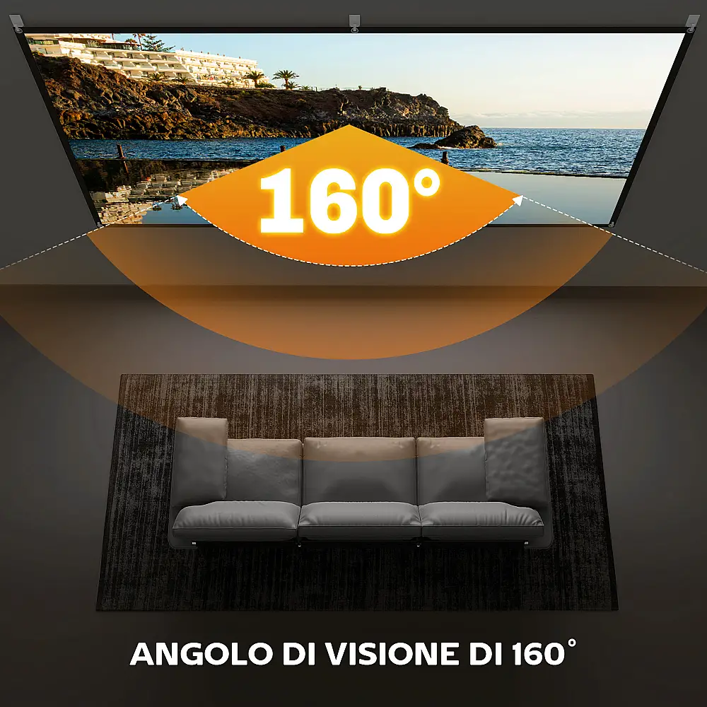 HOMCOM Οθόνη Προβολέα 100" 16:9 HD 4K/8K, Πτυσσόμενη και Φορητή, Αντιρυτιδική και Πλενόμενη, Διπλής Όψης, Λευκή 001-025V00WT