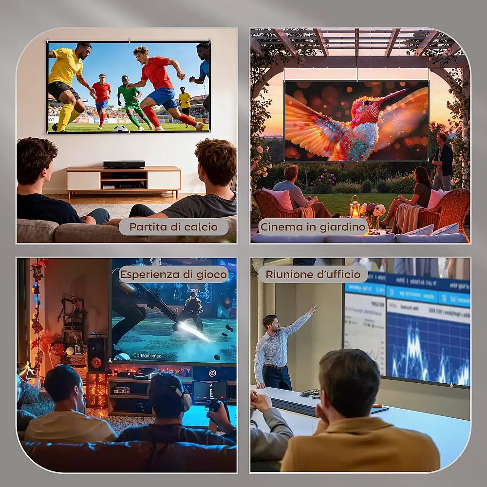 HOMCOM Οθόνη Προβολέα 100" 16:9 HD 4K/8K, Πτυσσόμενη και Φορητή, Αντιρυτιδική και Πλενόμενη, Διπλής Όψης, Λευκή 001-025V00WT
