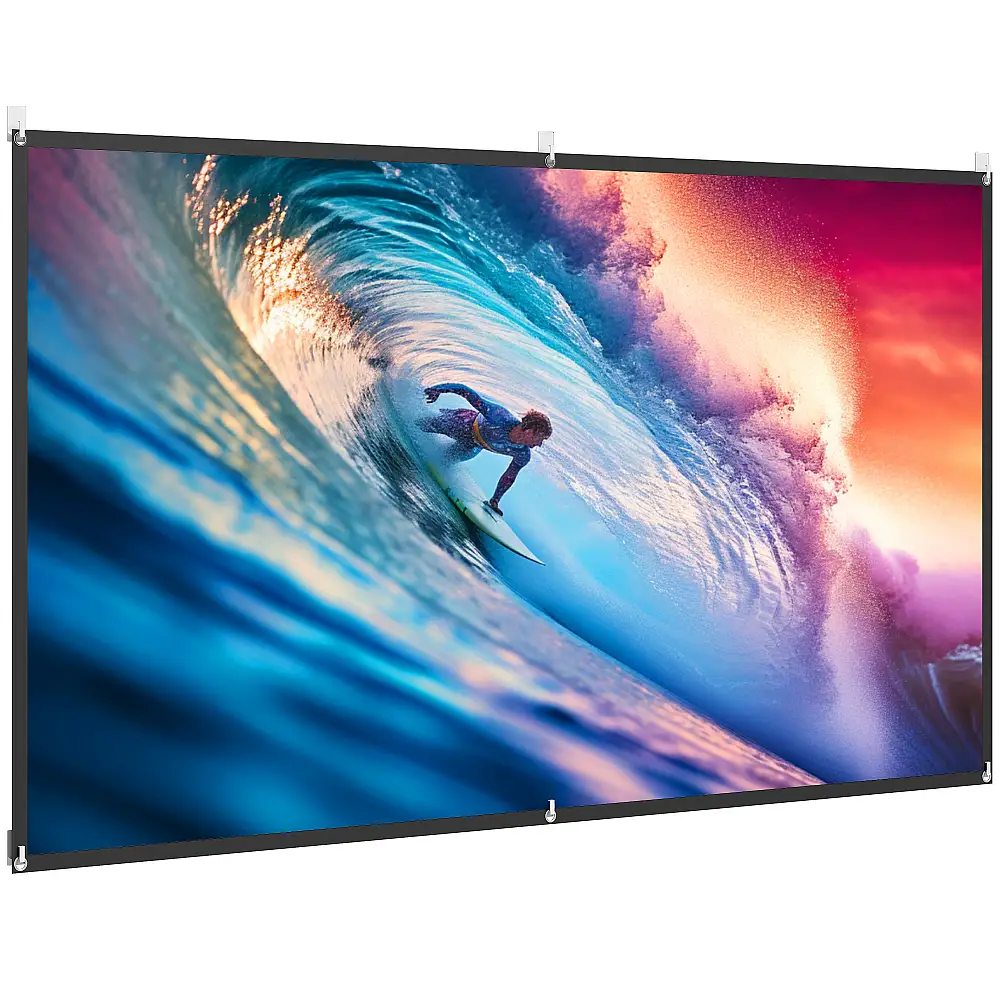HOMCOM Οθόνη Προβολέα 100" 16:9 HD 4K/8K, Πτυσσόμενη και Φορητή, Αντιρυτιδική και Πλενόμενη, Διπλής Όψης, Λευκή 001-025V00WT