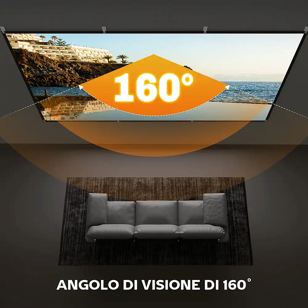 HOMCOM 120" Οθόνη Προβολής 16:9 HD 4K/8K, Πτυσσόμενη και Φορητή, Αντιρυτιδική και Πλενόμενη, Διπλής Όψης, Λευκή 001-025V01WT