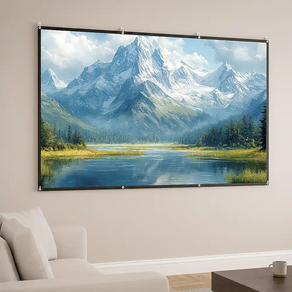 HOMCOM 120" Οθόνη Προβολής 16:9 HD 4K/8K, Πτυσσόμενη και Φορητή, Αντιρυτιδική και Πλενόμενη, Διπλής Όψης, Λευκή 001-025V01WT