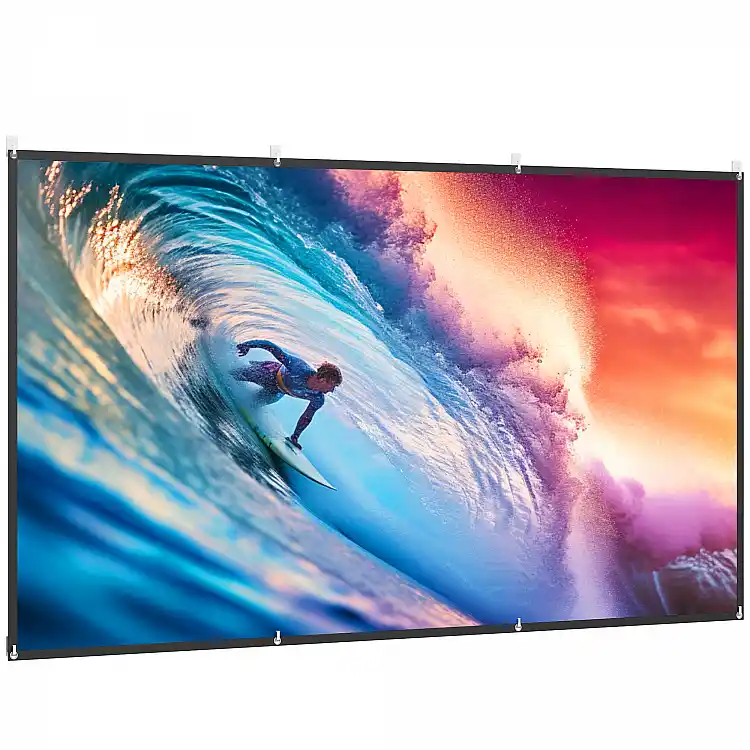 HOMCOM 120" Οθόνη Προβολής 16:9 HD 4K/8K, Πτυσσόμενη και Φορητή, Αντιρυτιδική και Πλενόμενη, Διπλής Όψης, Λευκή 001-025V01WT