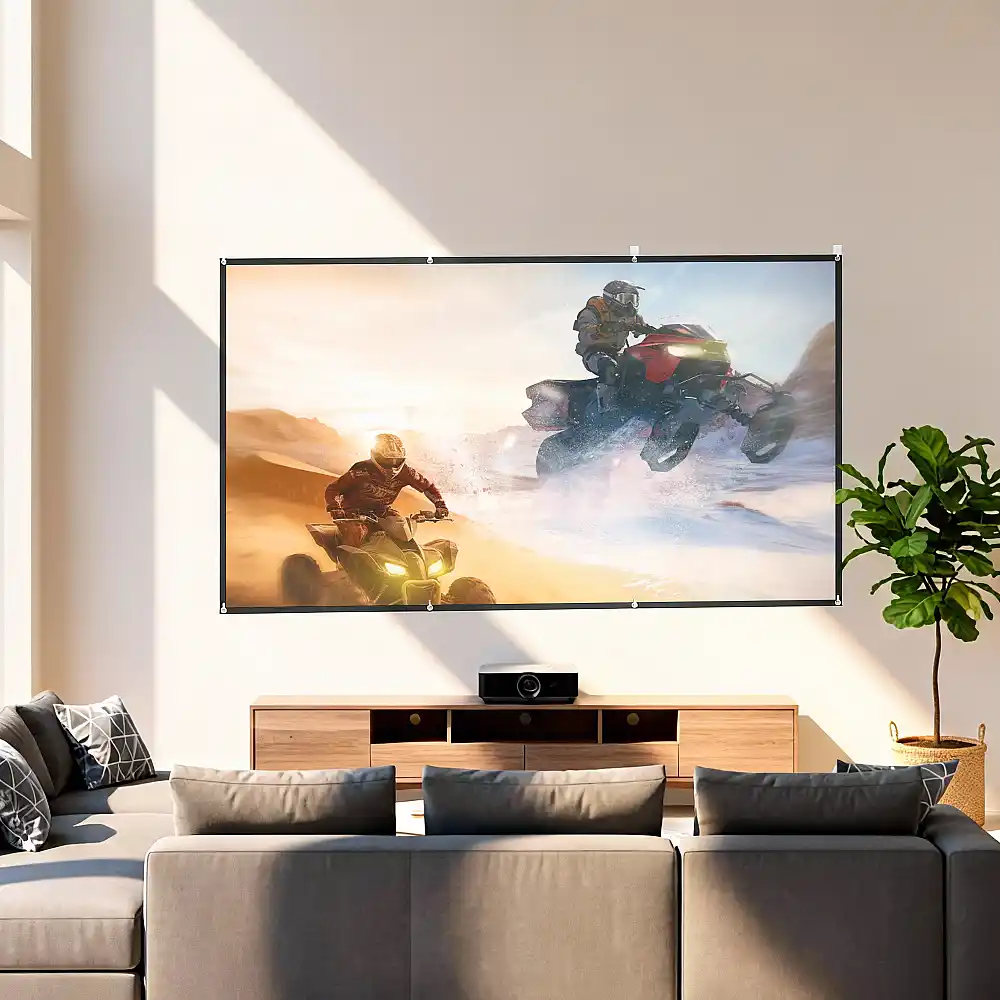 HOMCOM 120" Οθόνη Προβολής 16:9 HD 4K/8K, Πτυσσόμενη και Φορητή, Αντιρυτιδική και Πλενόμενη, Διπλής Όψης, Λευκή 001-025V01WT
