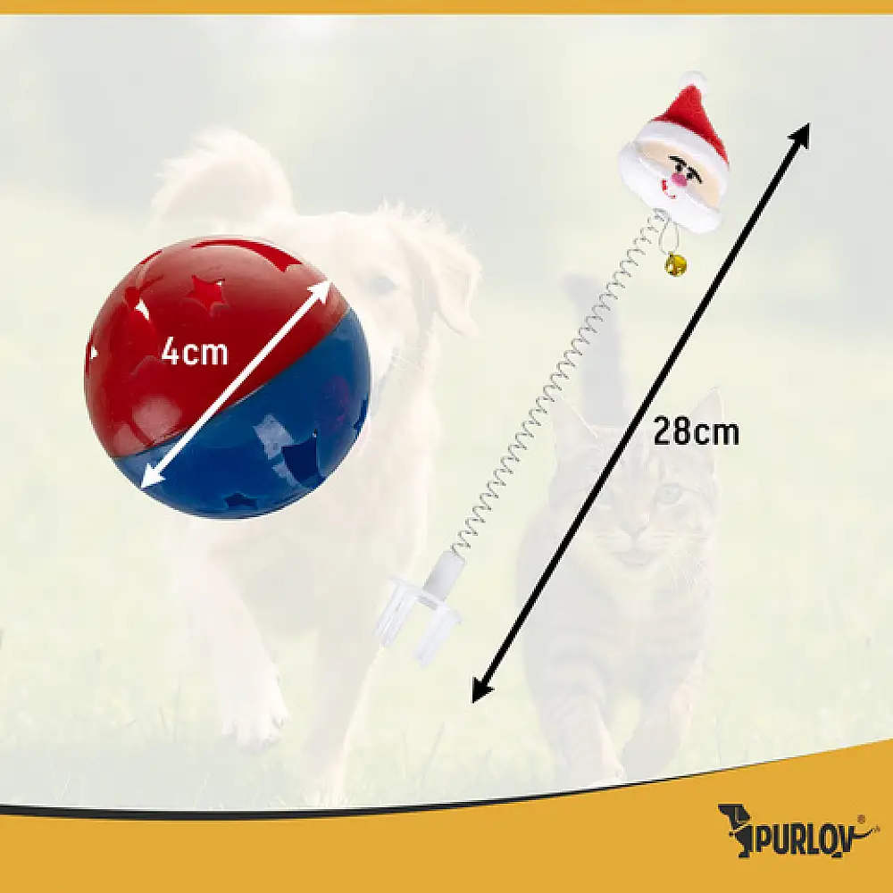 Purlov Χριστουγεννιάτικο Σετ Παιχνιδιών Γάτας 6 Τμχ με Σφαίρες, Ελατήρια & Pompom 26380