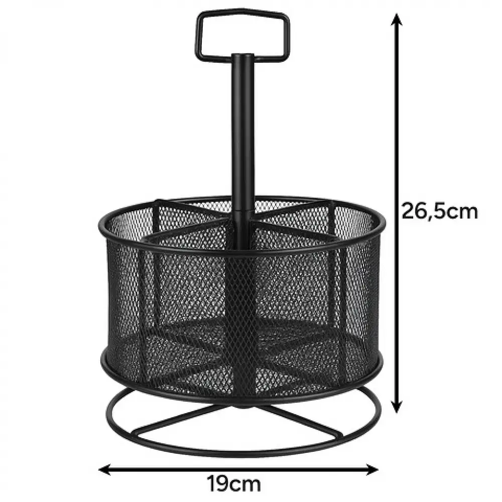 Maaleo Περιστρεφόμενος Μεταλλικός Οργανωτής Γραφείου Μαύρο με 4 Διαμερίσματα 26290
