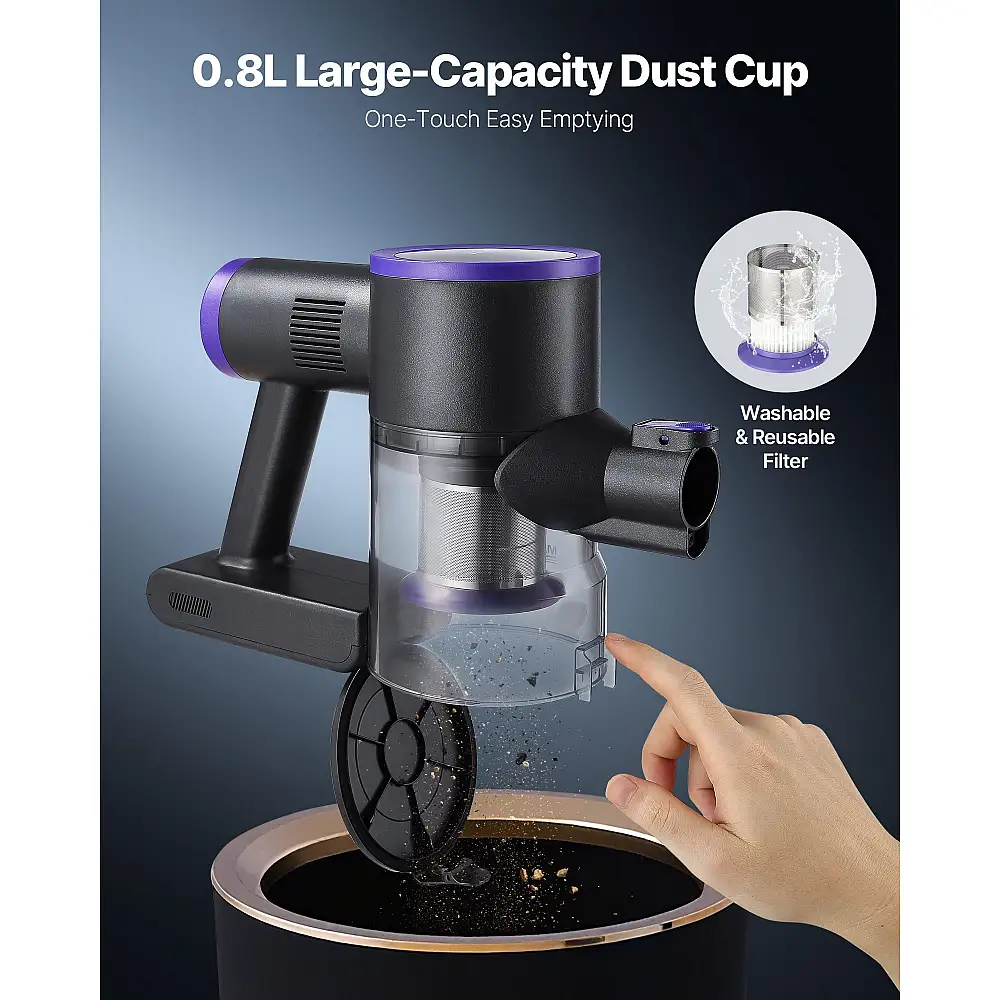 VEVOR Ισχυρή Ασύρματη Σκούπα 25KPa, 35λεπτη Διάρκεια, Ιδανική για Κατοικίδια & Όλα τα Δάπεδα GSXCQWXK150WJLWRQ001V2