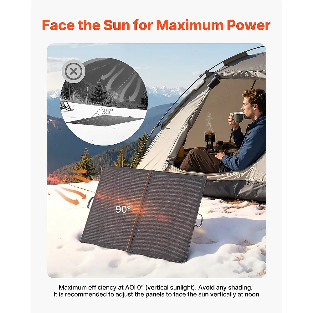 VEVOR Πτυσσόμενο Ηλιακό Πάνελ 200W με Σκελετό, Υψηλής Απόδοσης Μονοκρυσταλλικό Φορητό Φορτιστής με 30A PWM Ελεγκτή & MC4, IP67 Αδιάβροχο για Κατασκηνώσεις, Πεζοπορίες, RV Ταξίδια ZDDKTYNB12005TKXJ001V2