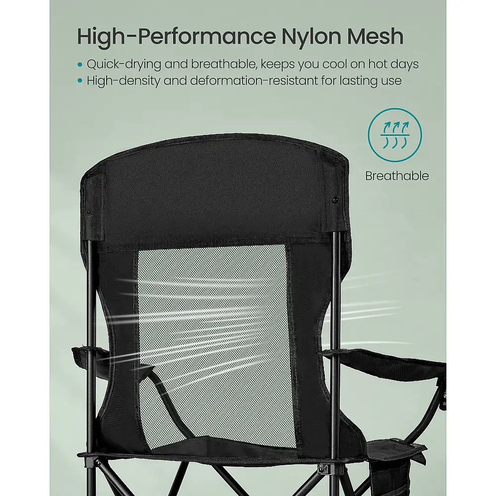 SONGMICS Αναδιπλούμενες Εξωτερικές Καρέκλες (Σετ 2), Υψηλής Πλάτης, Ρυθμιζόμενα Μπράτσα, Βάρος 330 lb, Ink Black , 97x86.5x51.5cm GCB028B02