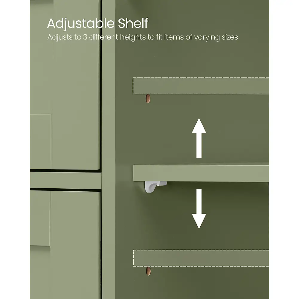 VASAGLE Πράσινο Ερμάριο Μπάνιου με 4 Συρτάρια & Ρυθμιζόμενο Ράφι-, 55x30x82cm LHC041C02