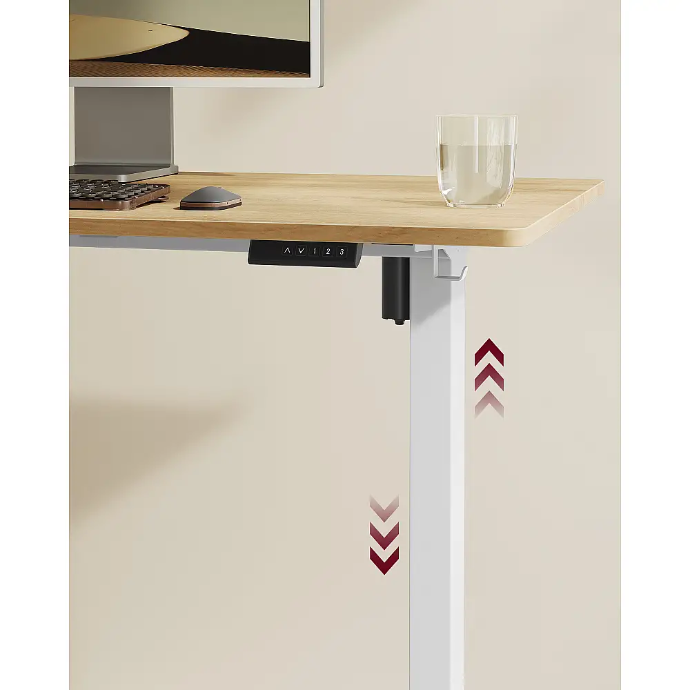 VASAGLE Λευκός Ηλεκτρικός Ρυθμιζόμενος Σκελετός Γραφείου Stand-Sit με Μνήμη Ύψους για 3 Θέσεις, 140x59.6x 119cm LSD021W01V2