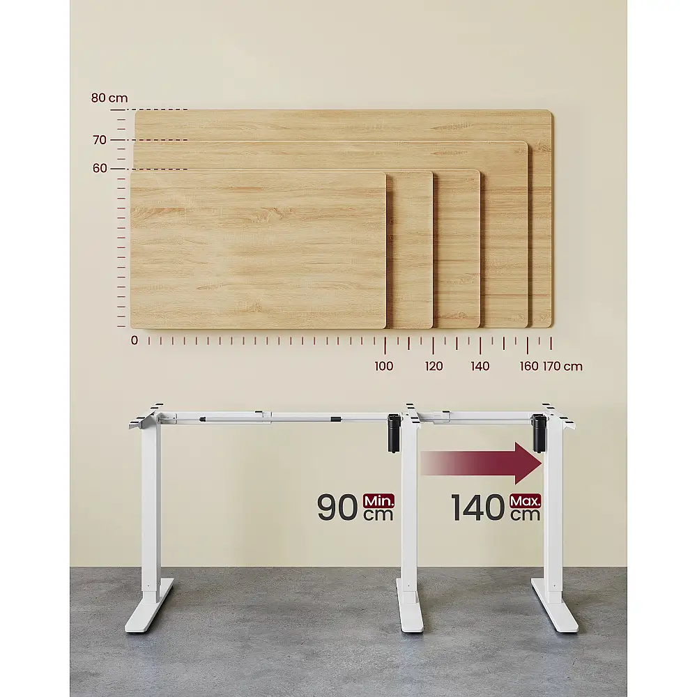 VASAGLE Λευκός Ηλεκτρικός Ρυθμιζόμενος Σκελετός Γραφείου Stand-Sit με Μνήμη Ύψους για 3 Θέσεις, 140x59.6x 119cm LSD021W01V2