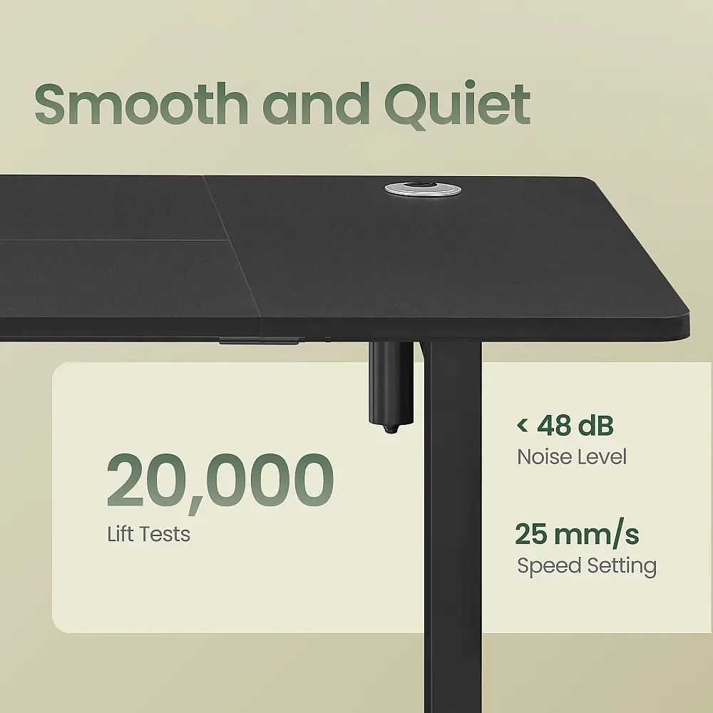 SONGMICS Μαύρο Ηλεκτρικό Ρυθμιζόμενο Γραφείο, με 4 Μνήμες Ύψους, 160x70x120cm LSD136BZ01