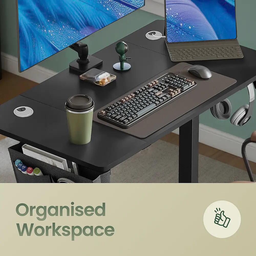 SONGMICS Μαύρο Ηλεκτρικό Ρυθμιζόμενο Γραφείο, με 4 Μνήμες Ύψους, 160x70x120cm LSD136BZ01