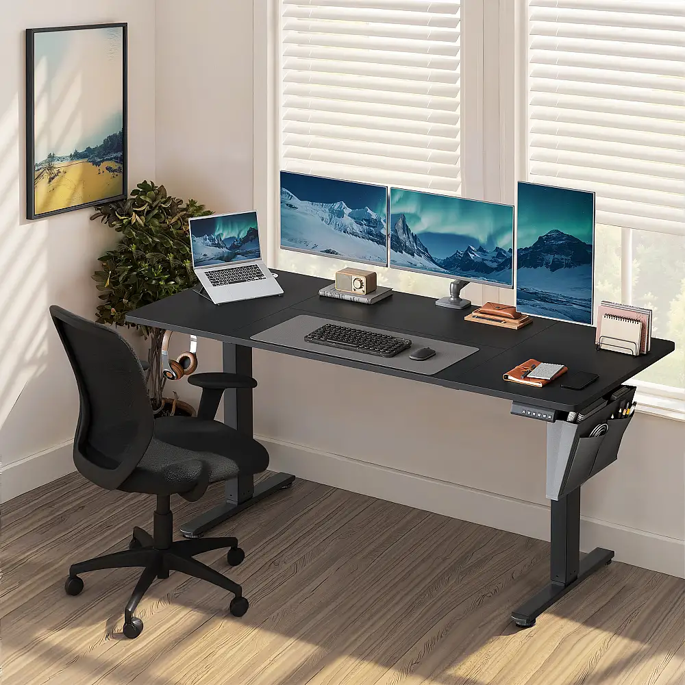 SONGMICS Μαύρο Ηλεκτρικό Ρυθμιζόμενο Γραφείο, με 4 Μνήμες Ύψους, 160x70x120cm LSD136BZ01