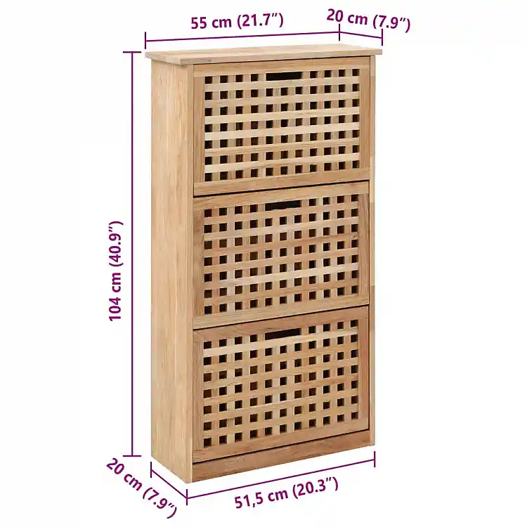 vidaXL Ξύλινη Παπουτσοθήκη με Μοντέρνο Σχέδιο Lattice 55x20x104 cm 247600