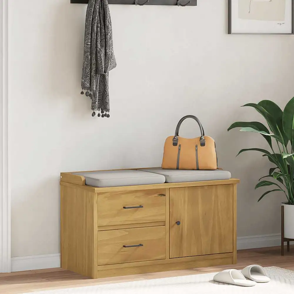 vidaXL Ξύλινο Παγκάκι Χωλ με Αποθηκευτικό Χώρο και Φινίρισμα Καρυδιάς 87x40x50 cm 4010464