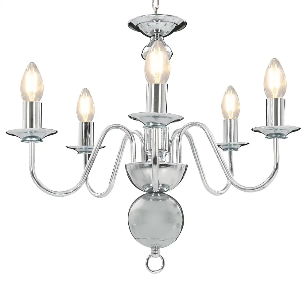 vidaXL Πολυέλαιος Μεταλλικής Κατασκευής 50x45 εκ Χωρίς Λάμπες, 5 Θέσεων E14, Ασημί Χρώμα 281616