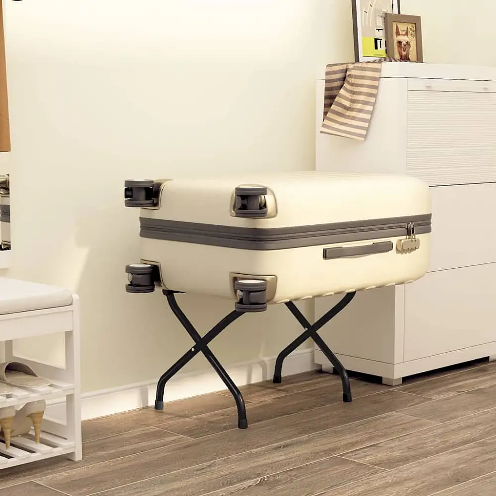 vidaXL Αναδιπλούμενη Βάση Αποσκευών με Πλάτη από Ατσάλι και Νάιλον - Μαύρη 153075