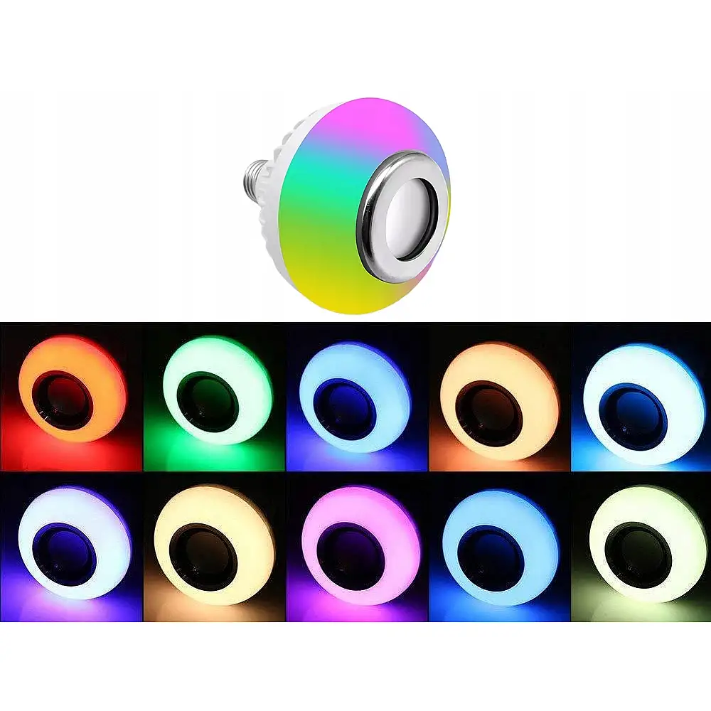 Verk Group Λαμπτήρας Ηχείο LED Χρώματος E27 με Bluetooth και Τηλεχειριστήριο 5907451336670