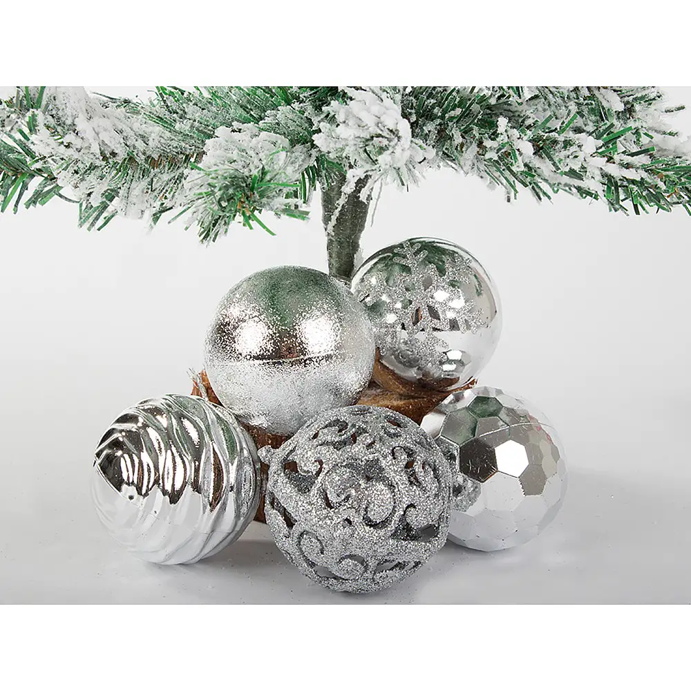 Verk Group Χριστουγεννιάτικες Μπάλες Δέντρου 6εκ. - Σετ 16τμχ σε Ασημί Σχέδια 5907451351017