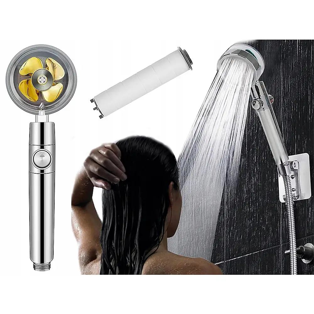 Verk Group Κεφαλή Ντους με Τουρμπίνα, Αντικαταστάσιμο Φίλτρο και Ανεμιστήρα 5907451351192