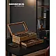 SONGMICS Ξύλινη Θήκη Ρολογιών 12 Θέσεων 34x19x12.5cm με Γυάλινο Καπάκι και Κοσμηματοθήκη JOW012K01