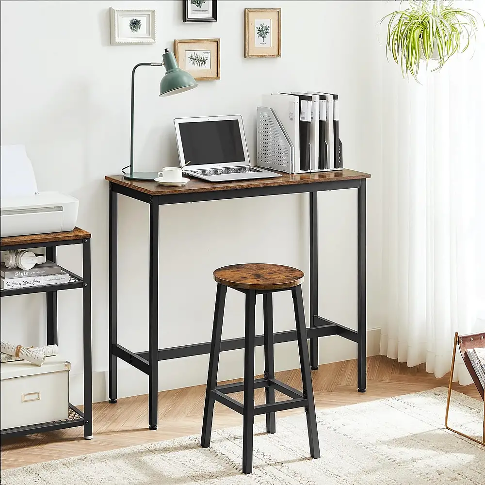 VASAGLE Σετ Τραπέζι 100x40x90cm με 2 Σκαμπό, Βιομηχανικού Σχεδιασμού για Κουζίνα, Καφέ Χρώμα LBT219B01V1