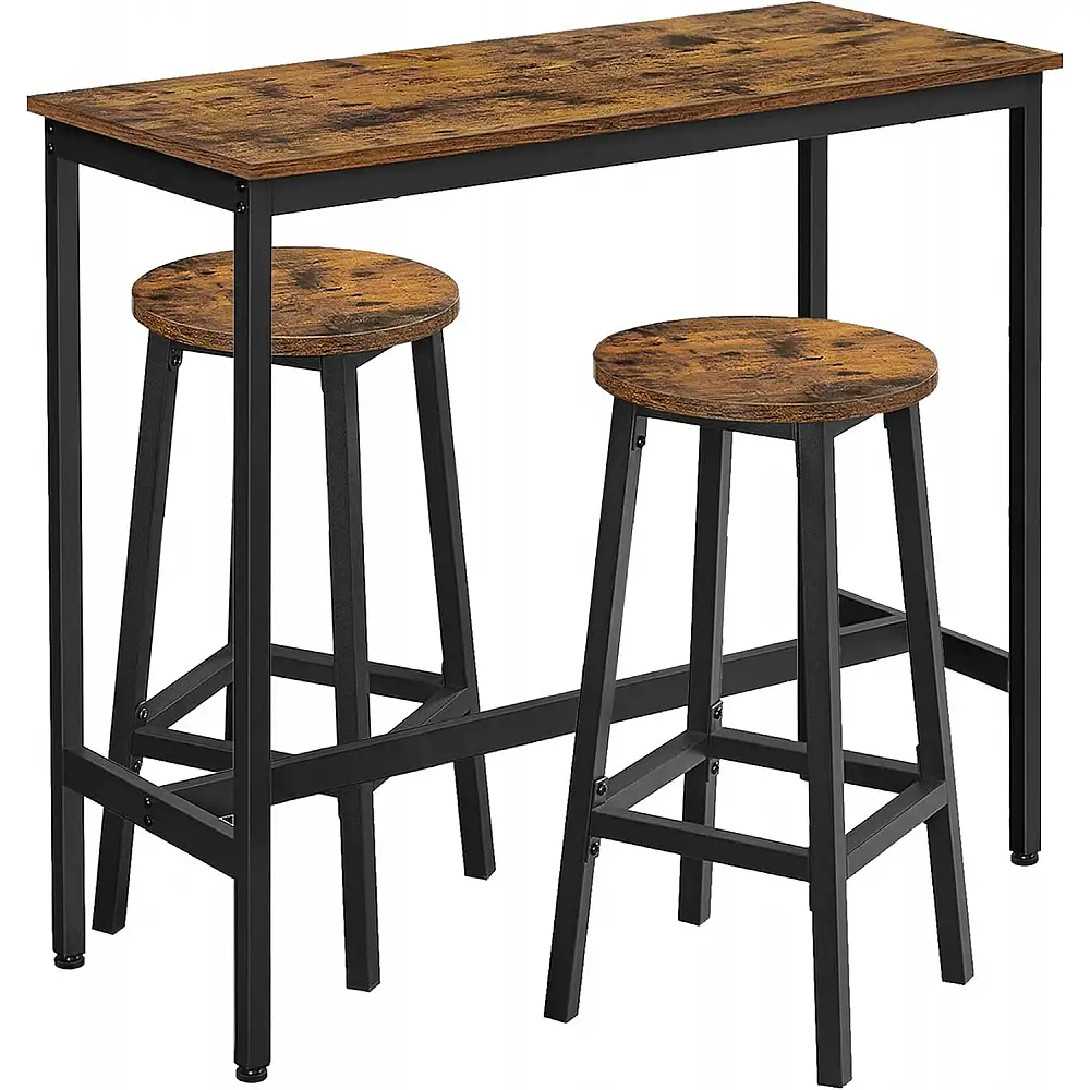 VASAGLE Σετ Τραπέζι 100x40x90cm με 2 Σκαμπό, Βιομηχανικού Σχεδιασμού για Κουζίνα, Καφέ Χρώμα LBT219B01V1