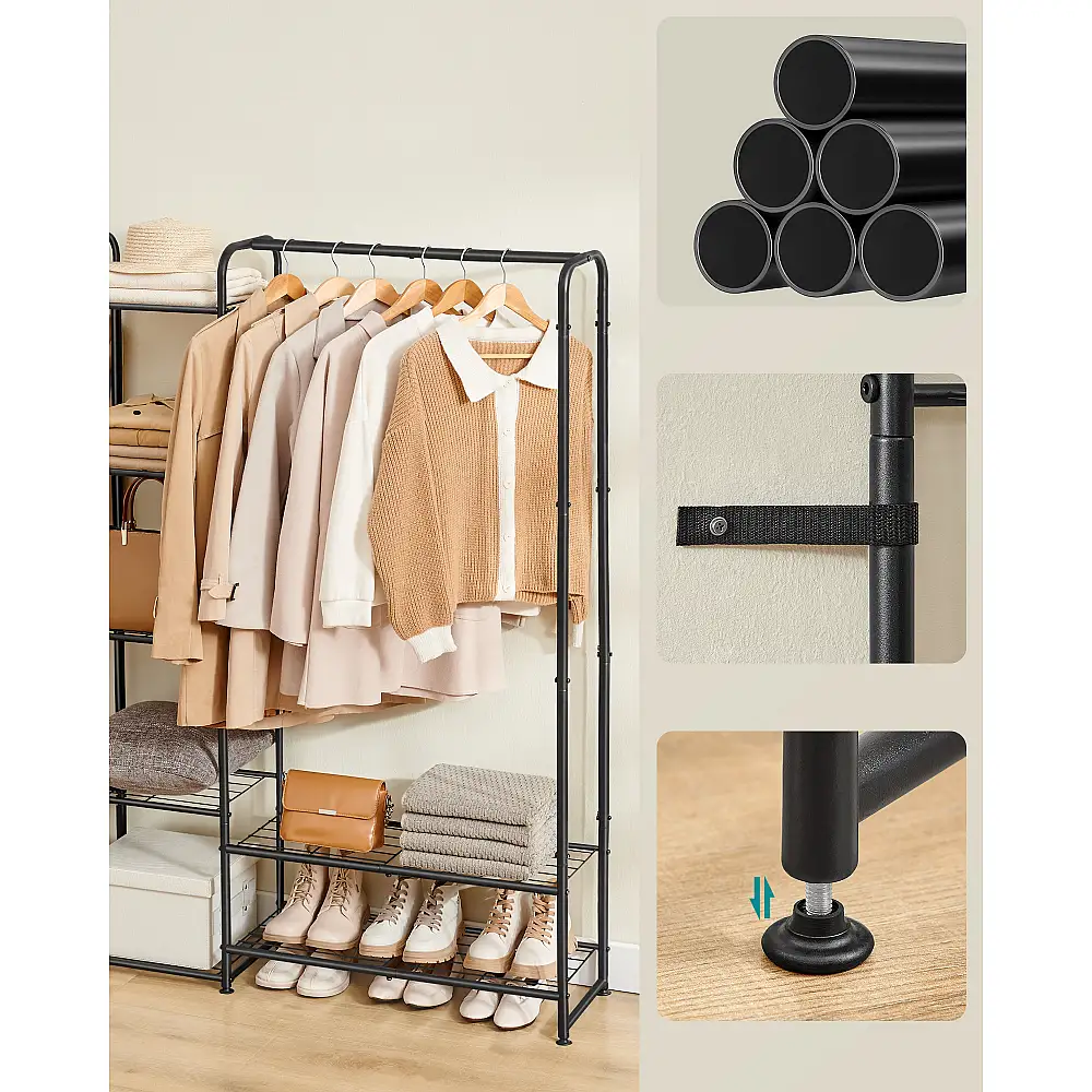 SONGMICS Μεταλλική Κρεμάστρα Ρούχων 29 x 183 x 158.4 cm με Ράφια Αποθήκευσης LGR463B01V1