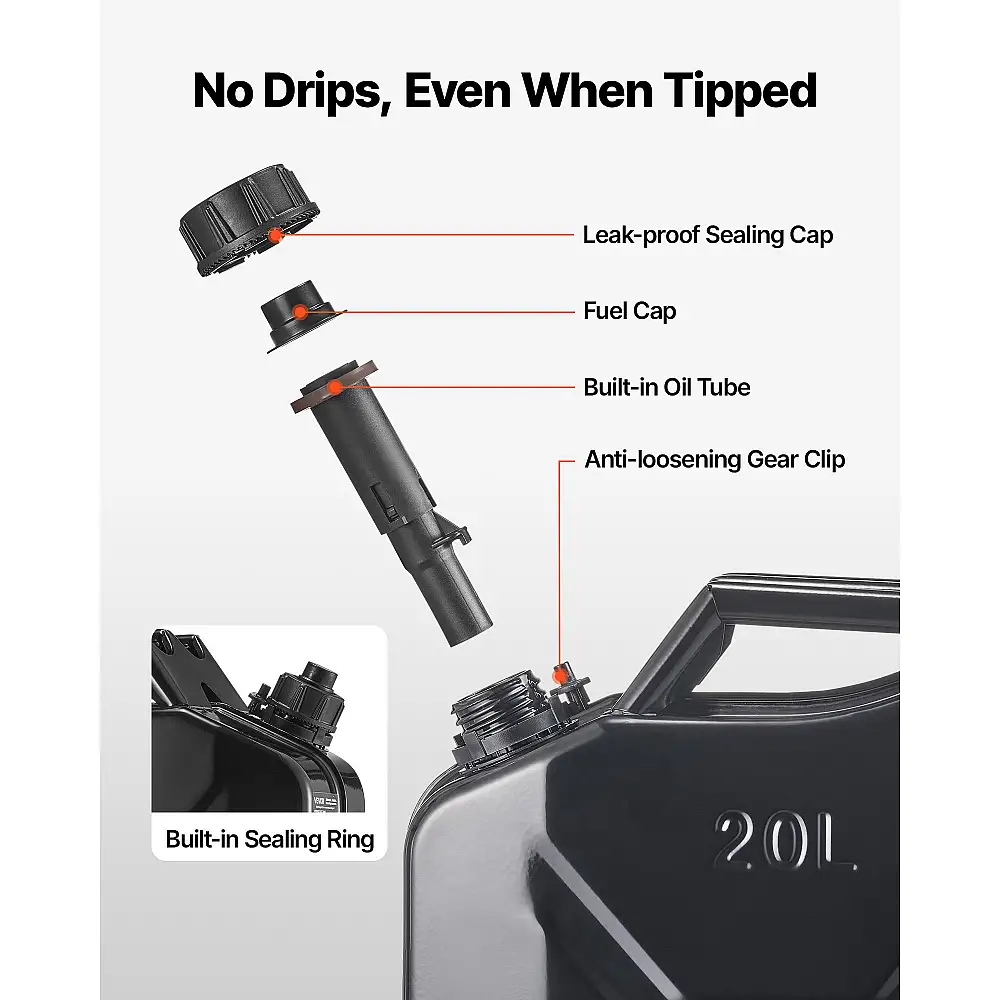 VEVOR Καναπές Μεταφοράς Καυσίμου 20L με Στόμιο & Άνετη Λαβή, Μέγ. Ροή 6L/min, Ανθεκτικός & Αντικορρωτικός, Μαύρος JSBXSYXJYK1JYXHY5001V0