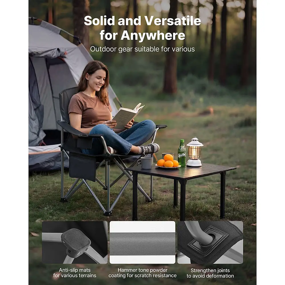 VEVOR Σετ 2 Μεγάλες Πτυσσόμενες Καρέκλες Κάμπινγκ με Αντοχή 204 kg HWZDYXDXXSYSM48PB001V0