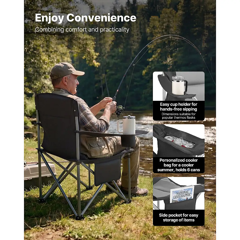 VEVOR Σετ 2 Μεγάλες Πτυσσόμενες Καρέκλες Κάμπινγκ με Αντοχή 204 kg HWZDYXDXXSYSM48PB001V0