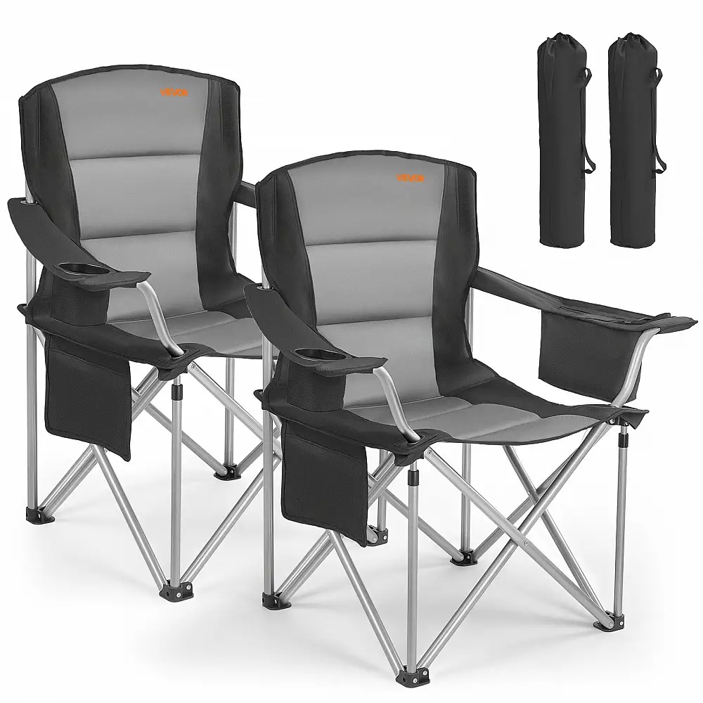 VEVOR Σετ 2 Μεγάλες Πτυσσόμενες Καρέκλες Κάμπινγκ με Αντοχή 204 kg HWZDYXDXXSYSM48PB001V0