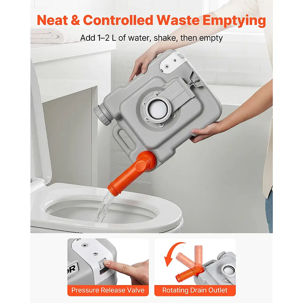 VEVOR Φορητή Τουαλέτα 20Λ, Αποσπώμενη Δεξαμενή, Ένδειξη Στάθμης, 120 Χρήσεις, Μεταφορά & Αποθήκευση DCXBXSMT53GAB3YT1001V0