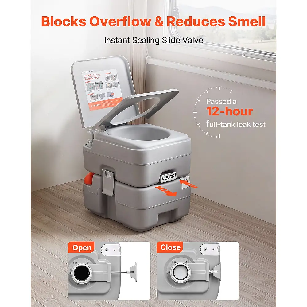 VEVOR Φορητή Τουαλέτα 20Λ, Αποσπώμενη Δεξαμενή, Ένδειξη Στάθμης, 120 Χρήσεις, Μεταφορά & Αποθήκευση DCXBXSMT53GAB3YT1001V0