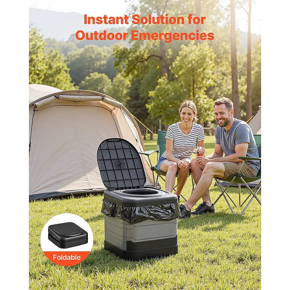 VEVOR Φορητή Τουαλέτα 150kg, Αναδιπλούμενη Τουαλέτα Κάμπινγκ με Τσάντα Μεταφοράς και Σακούλες Απορριμμάτων KZDBXSMTSLFX8WWHC001V0