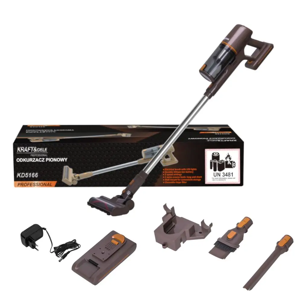 Kraft&Dele Επαναφορτιζόμενη Σκούπα Stick 2 σε 1 (25.2V, 2500mAh) KD-5166