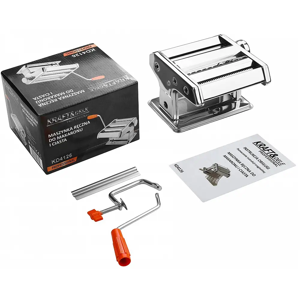 Kraft&Dele Χειροκίνητη Μηχανή Ζυμαρικών από Ανοξείδωτο Ατσάλι με Ρυθμιζόμενο Πάχος και 2 Τύπους Κοπής KD-4126